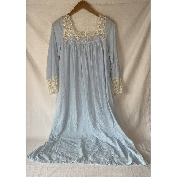 Other - Vintage Chiha Brand Nylon And Lace Blue And White NightGown Size XS